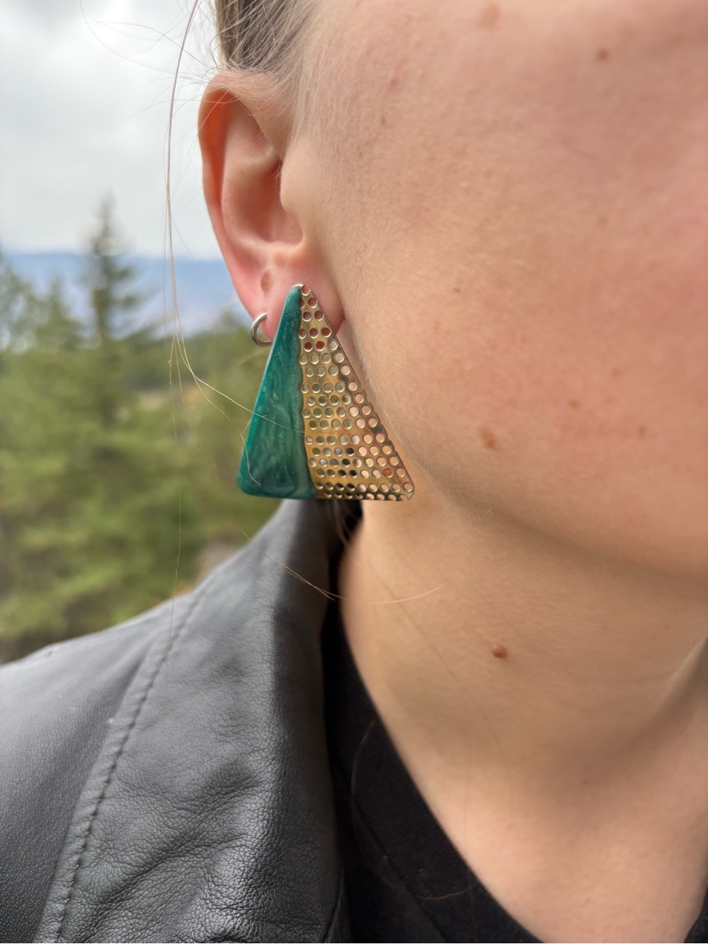 Two Triangular Shaped 90s Earrings